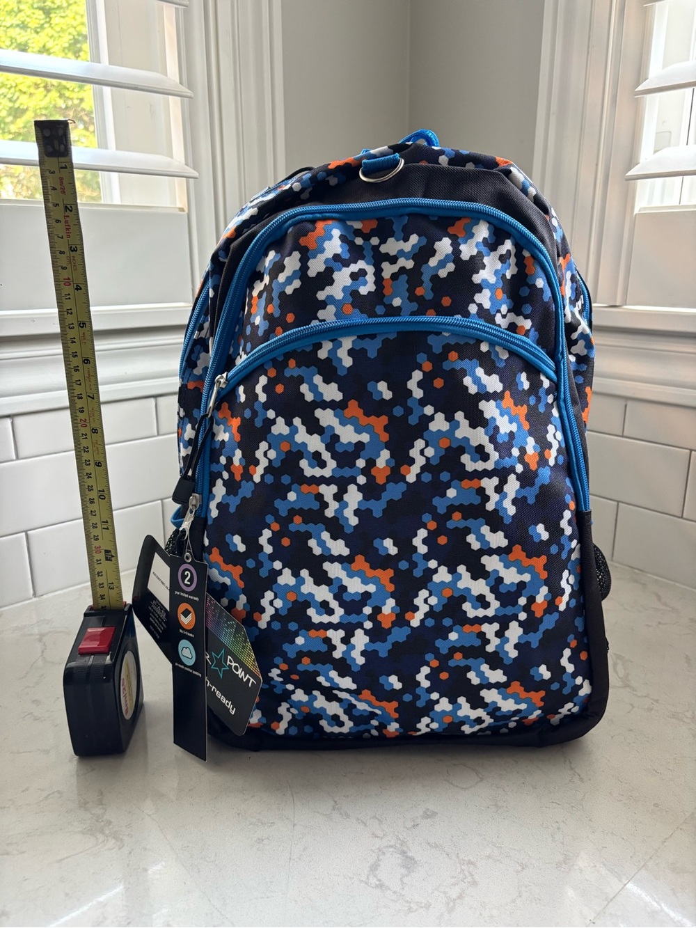 Kids Blue and Orange Camouflage Backpack